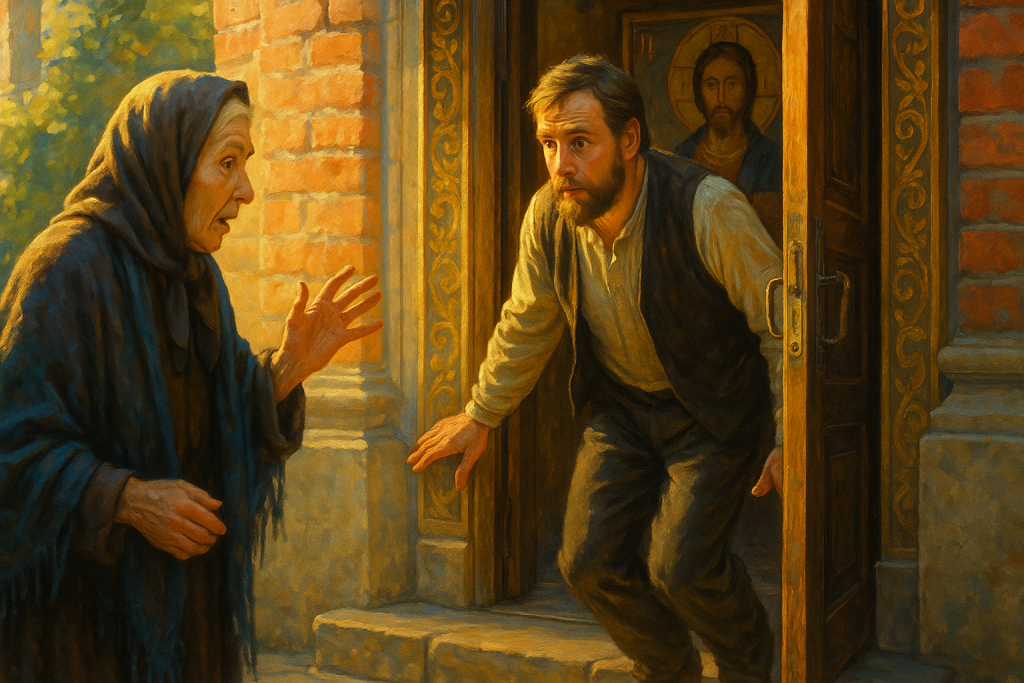 Как мужичок задом из церкви пятился, да беду на себя накликал